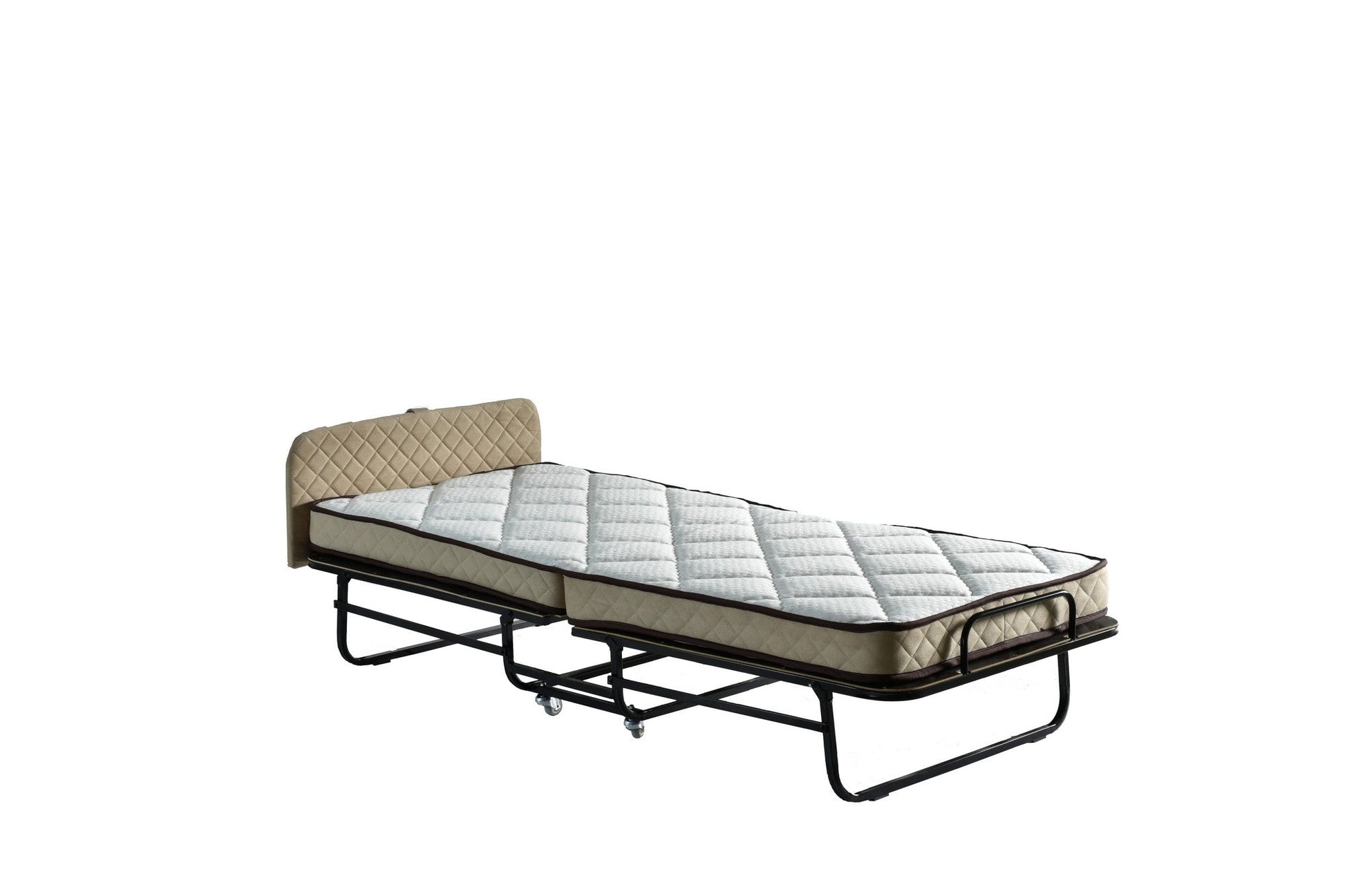 Cama Dobrável Ortopédica Supreme Katlanır — 90x200 cm — Estrutura Metálica Branco e Preto com Colchão de Espuma Firme
