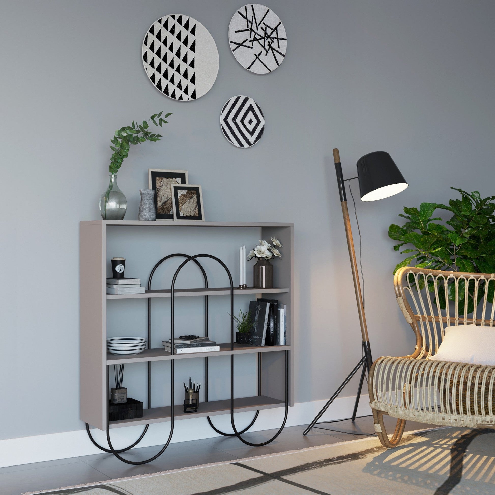 Estante "Norfolk" – 96x99x25,5 cm – Moka Claro - Design Moderno
