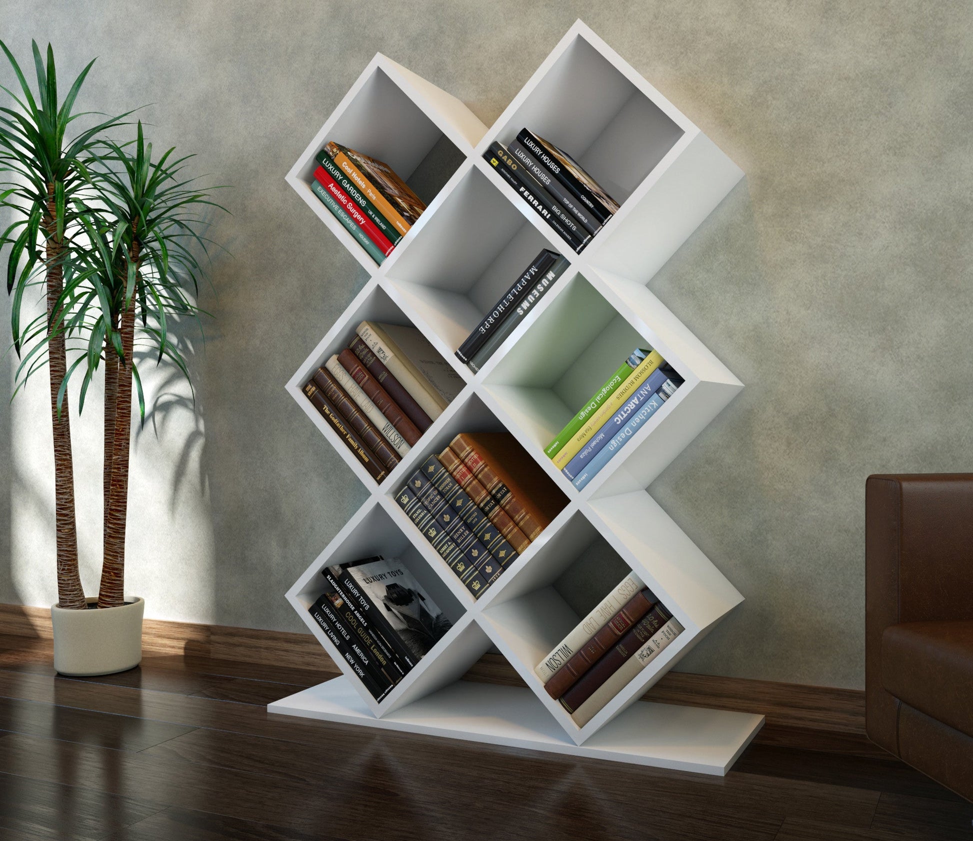 Estante Kumsal – Branco – 90x19,5x129 cm – Design Escandinavo Moderno