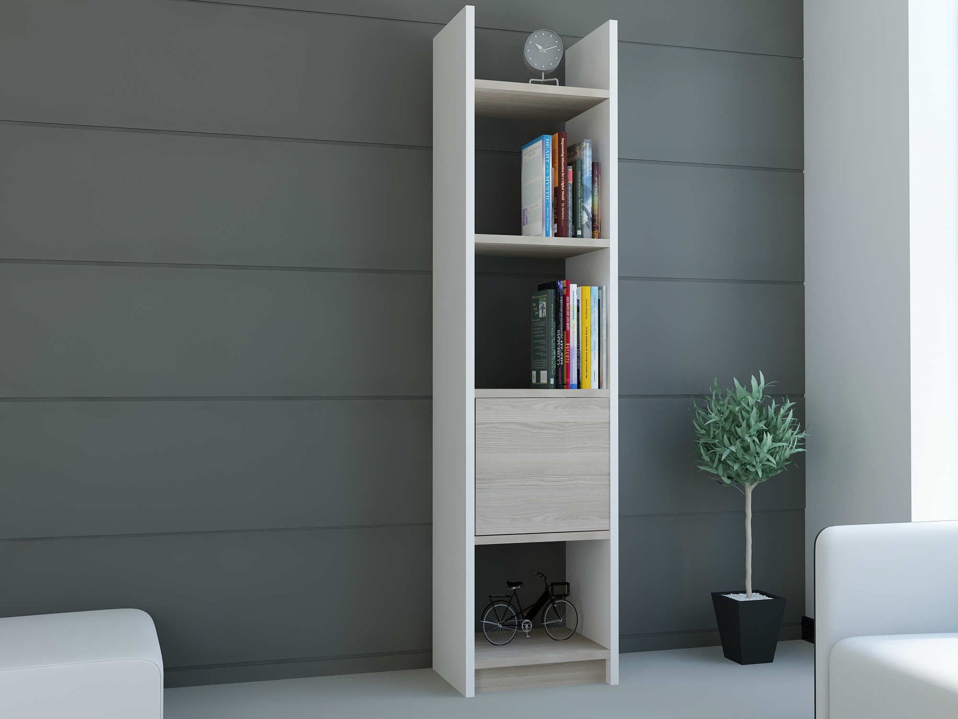 Estante Esbi com Prateleiras Abertas e Arrumação – 150x33,1x29,5 cm – Branco e Córdoba - Design Moderno
