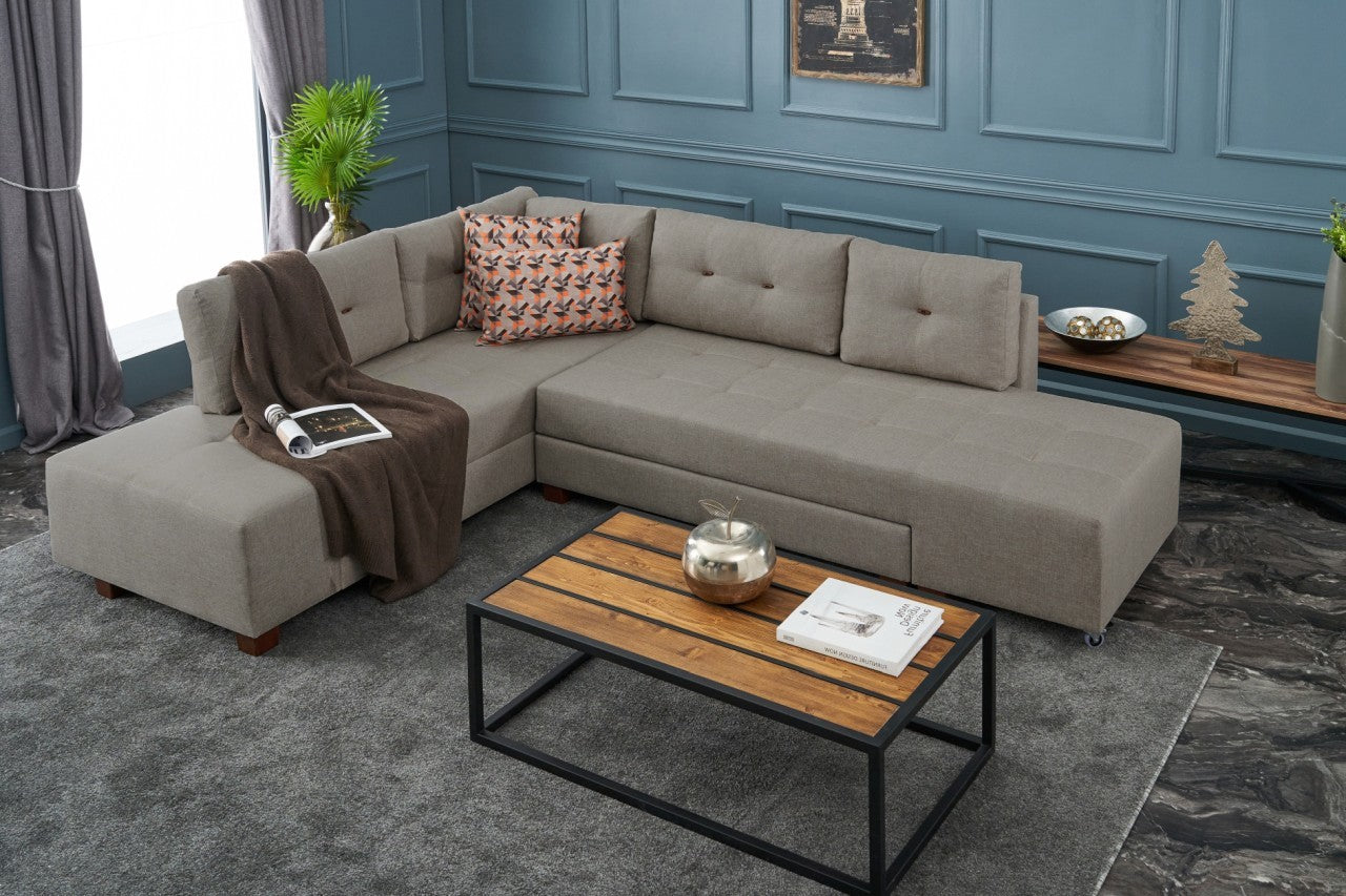 Sofá-Cama Chaise Longue Manama – Cinzento (280 x 206 cm) | Conforto, Estilo e Versatilidade