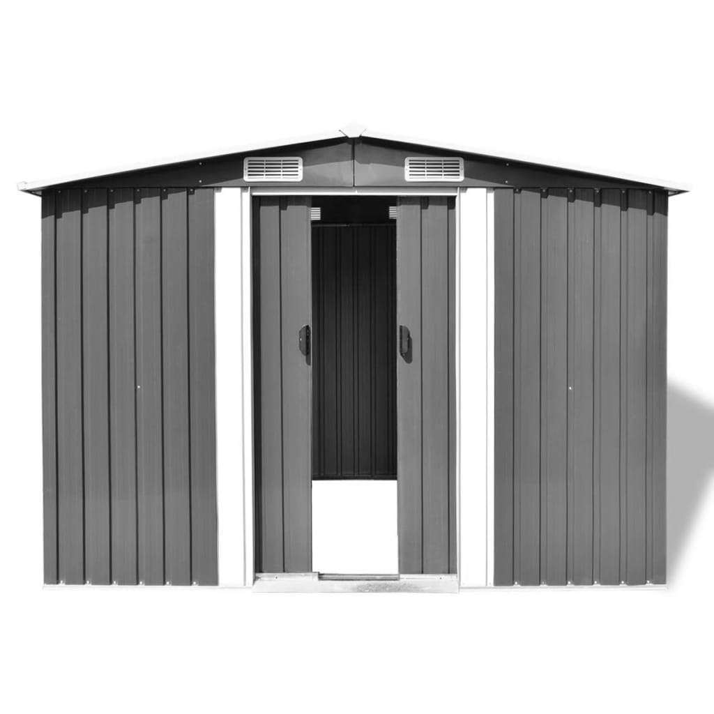 Abrigo de jardim metal cinzento 257x205x178 cm