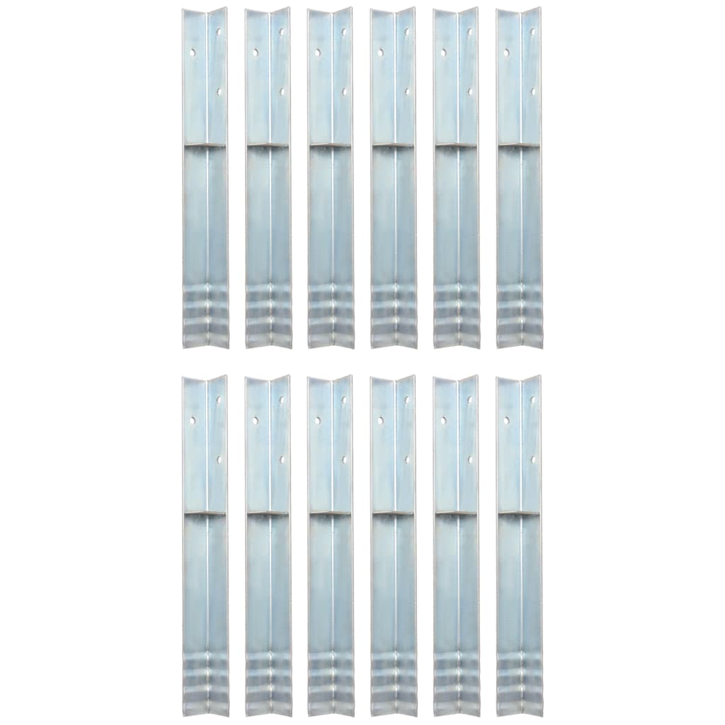 Âncora de fixação no chão em L 12 pcs aço galvanizado 5x5x50 cm
