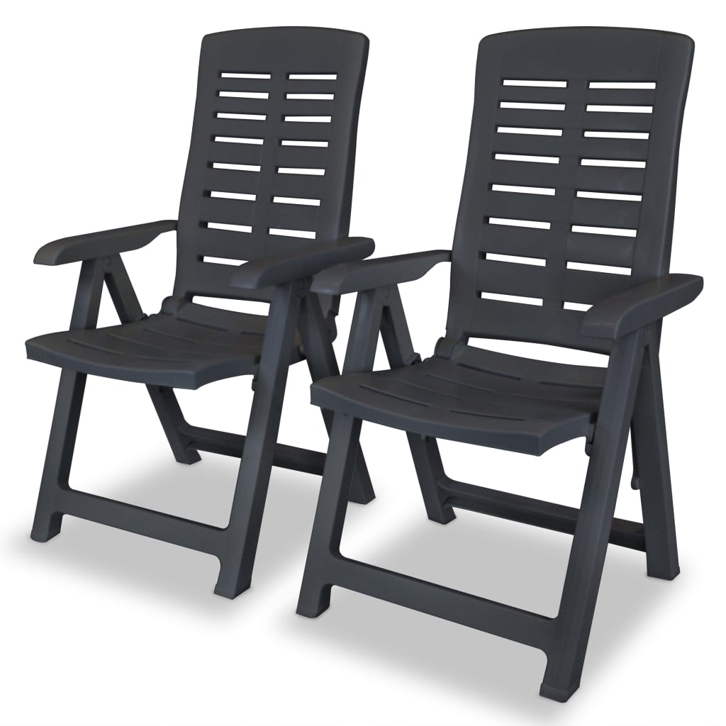 Cadeiras jardim reclináveis 2 pcs plástico antracite