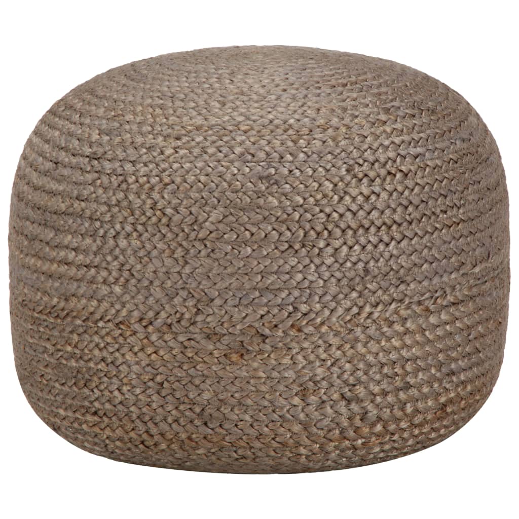 Pufe artesanal 45x30 cm juta cinzento-claro