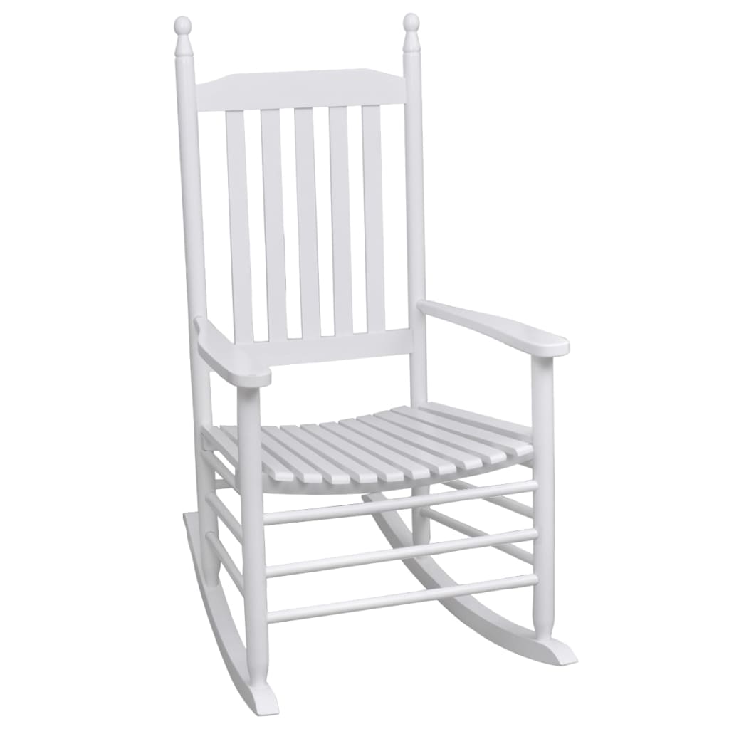 Cadeira de baloiço com assento curvo madeira branco