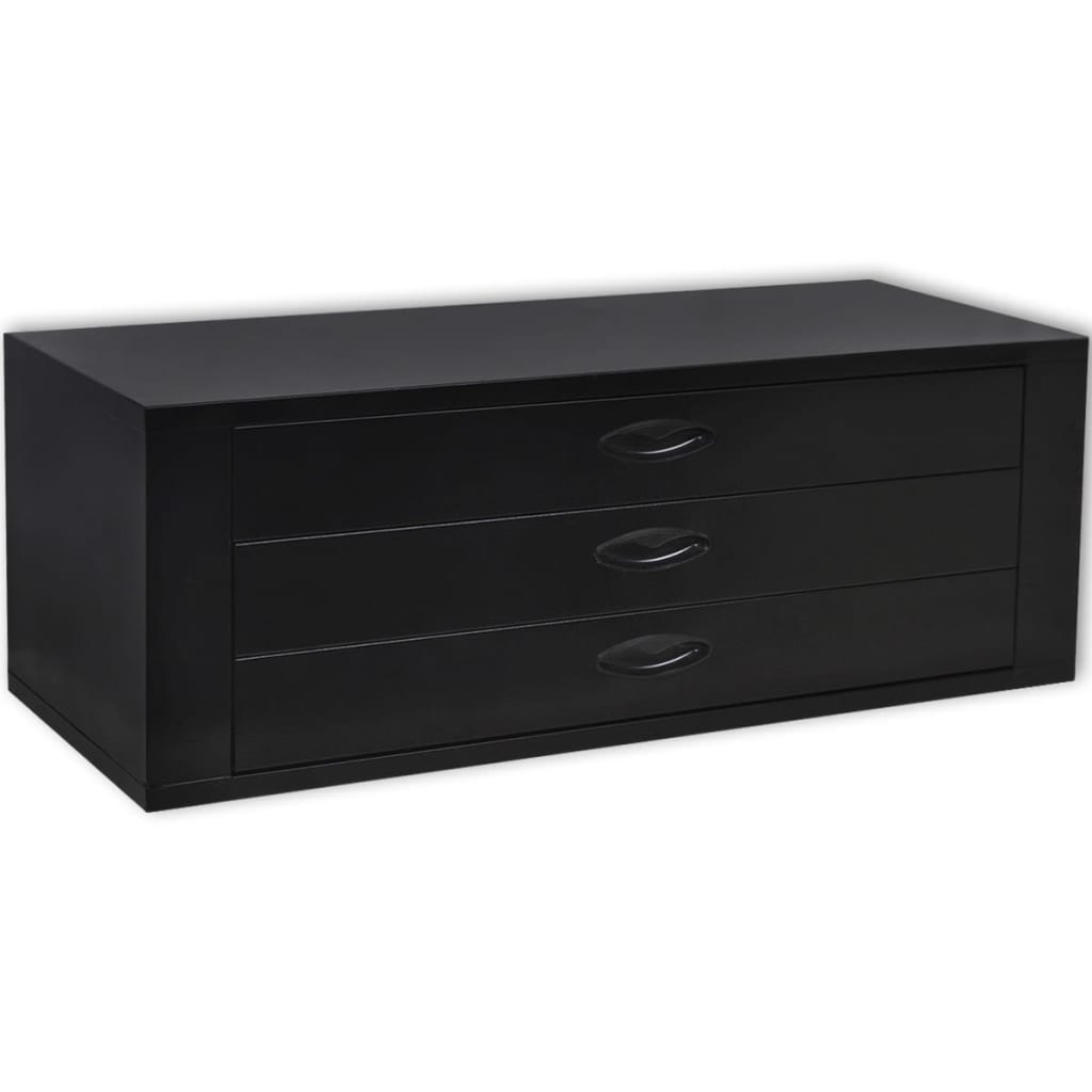 Caixa de ferramentas em metal 3 gavetas preto