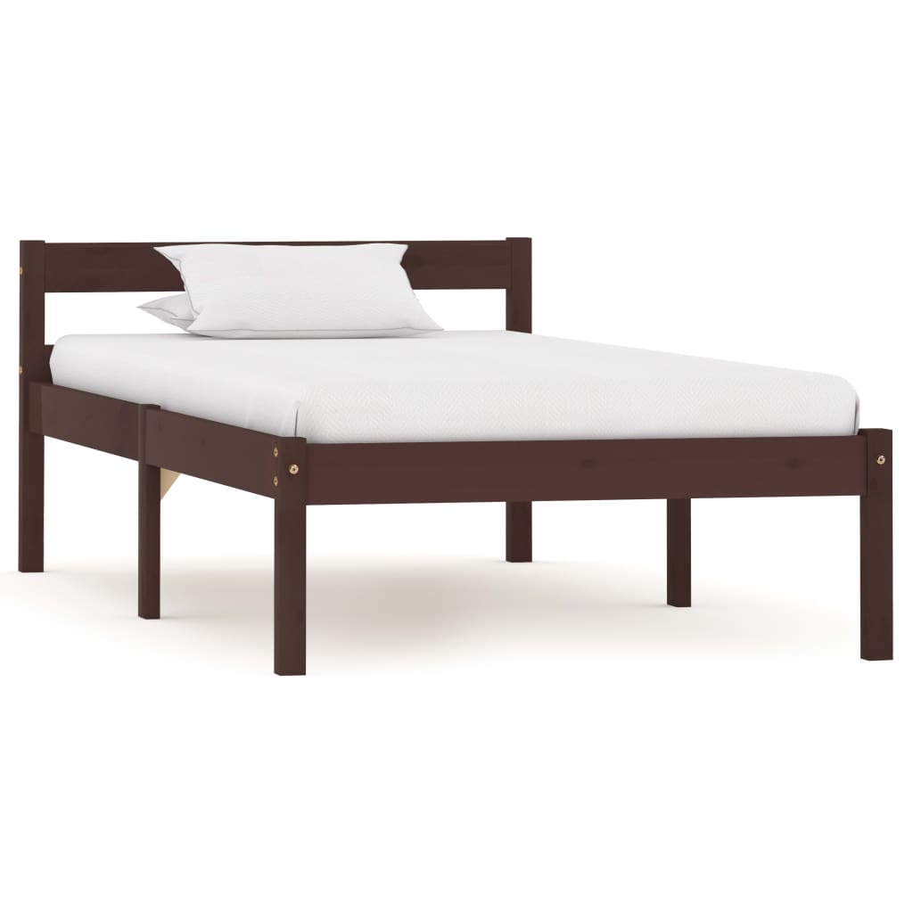 Estrutura de cama 100x200 cm pinho maciço castanho-escuro