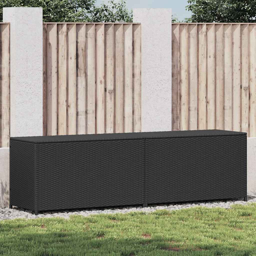 Caixa de arrumação para jardim 200x50x60 cm vime PE preto