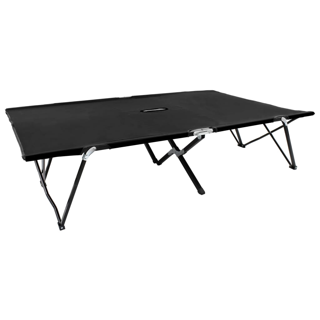 Espreguiçadeira/cama dobrável para 2 pessoas aço preto