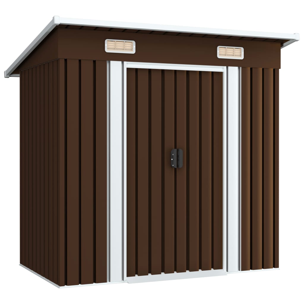 Abrigo de jardim 194x121x181 cm aço castanho