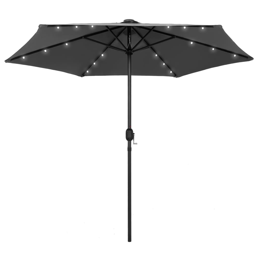 Guarda-sol jardim c/ luzes LED/poste alumínio 270 cm antracite
