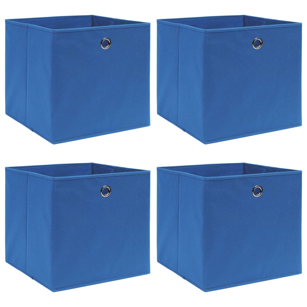 Caixas de arrumação 4 pcs 32x32x32 cm tecido azul