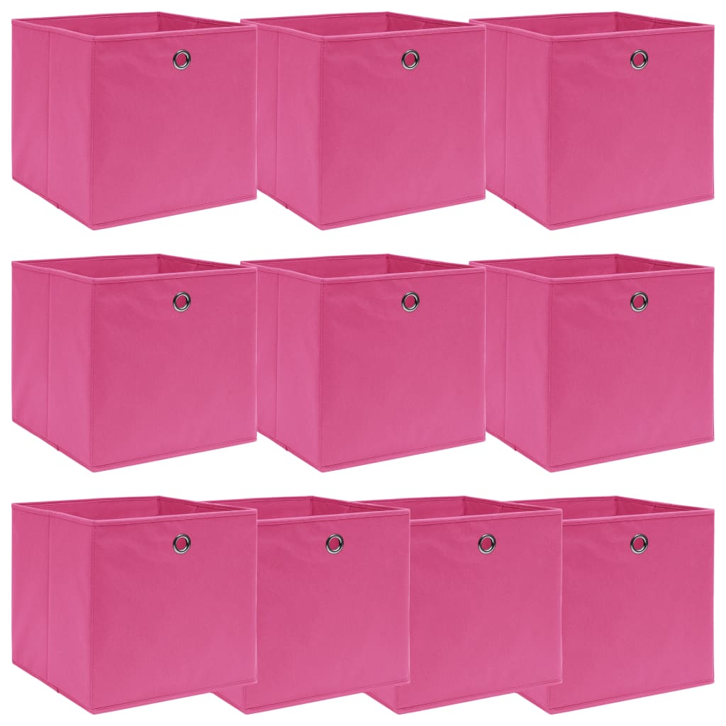 Caixas de arrumação 10 pcs 32x32x32 cm tecido rosa