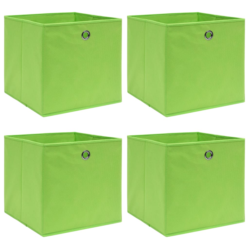 Caixas de arrumação 4 pcs 32x32x32 cm tecido verde