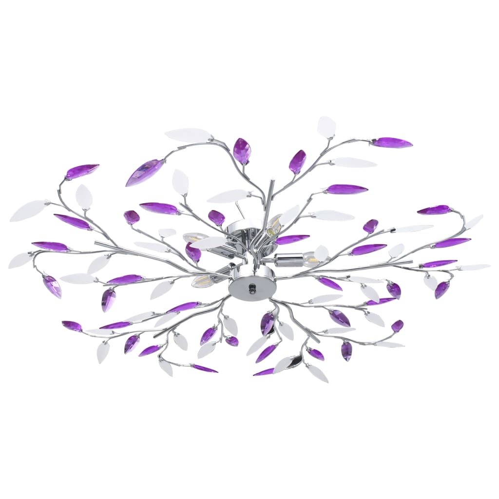 Candeeiro teto braços folhas de cristal acrílico 5 E14 roxo