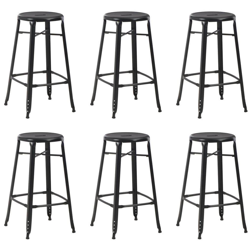 Bancos de bar 6 pcs aço preto