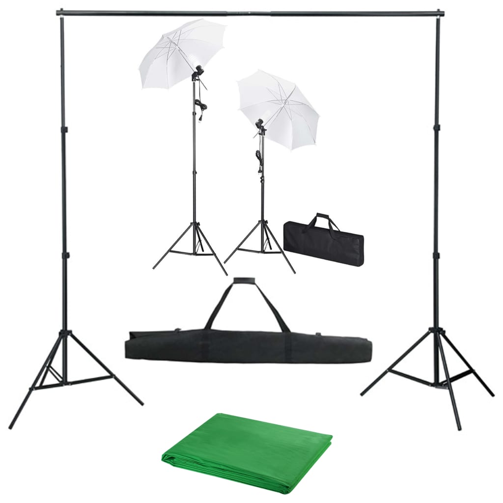 Kit estúdio de fotografia com fundo + iluminação e sombrinhas