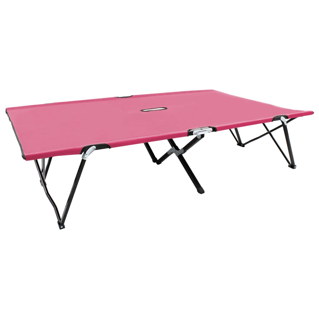 Espreguiçadeira/cama dobrável para 2 pessoas aço cor-de-rosa