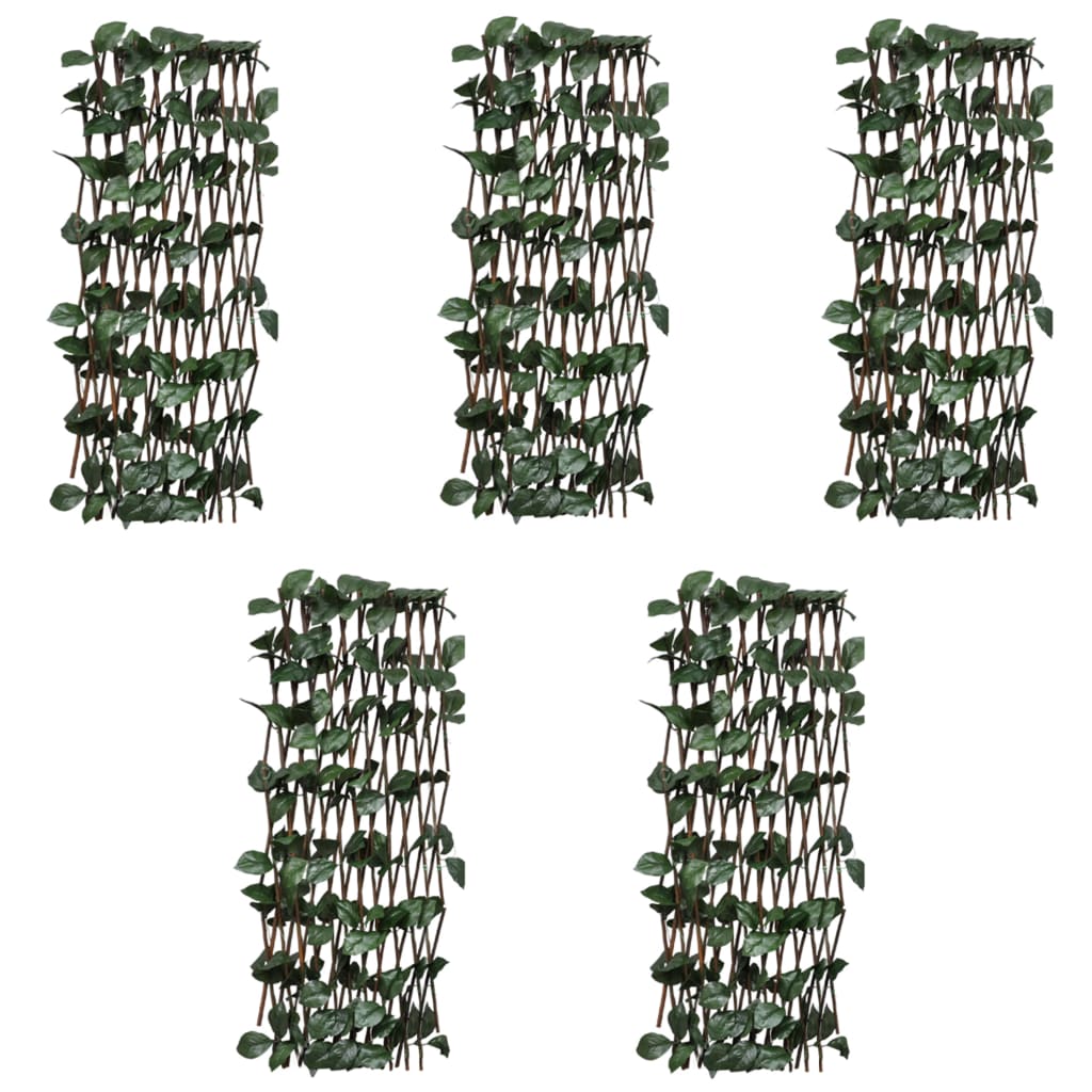 Cercas treliça salgueiro c/ folhas artificiais 5 pcs 180x60cm