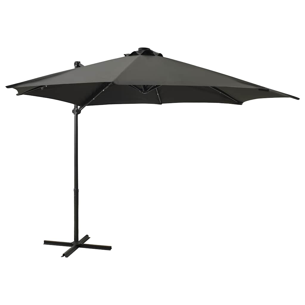 Guarda-sol jardim cantilever c/ poste/luzes LED 300cm antracite