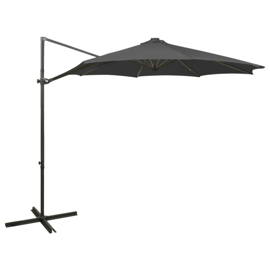 Guarda-sol jardim cantilever c/ poste/luzes LED 300cm antracite