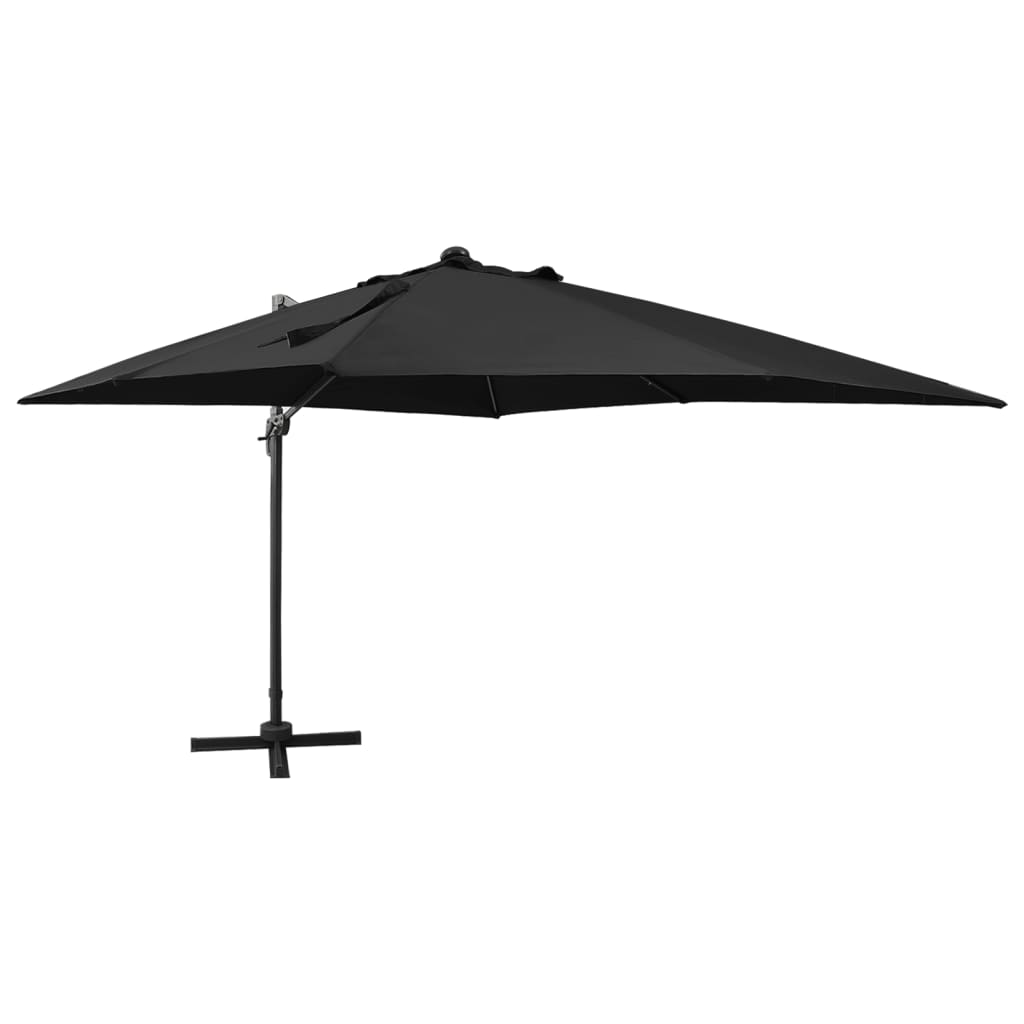Guarda-sol jardim cantilever c/ poste e luzes LED 300 cm preto