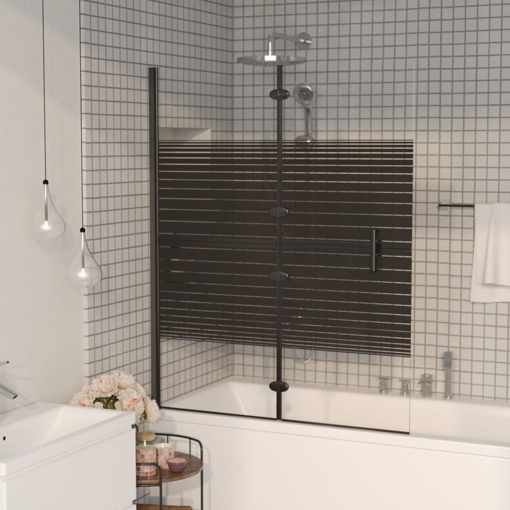 Divisória de chuveiro dobrável ESG 100x140 cm preto