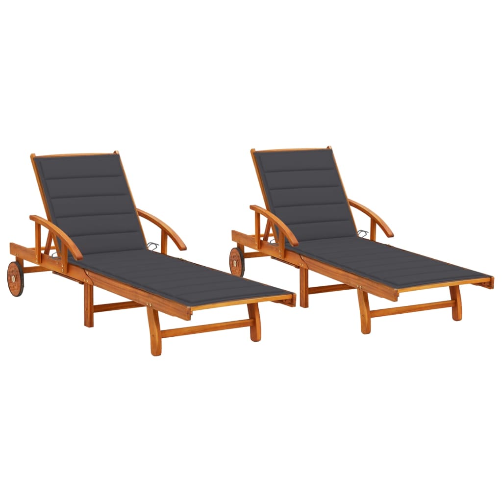 Espreguiçadeiras com almofadões 2 pcs madeira de acácia maciça