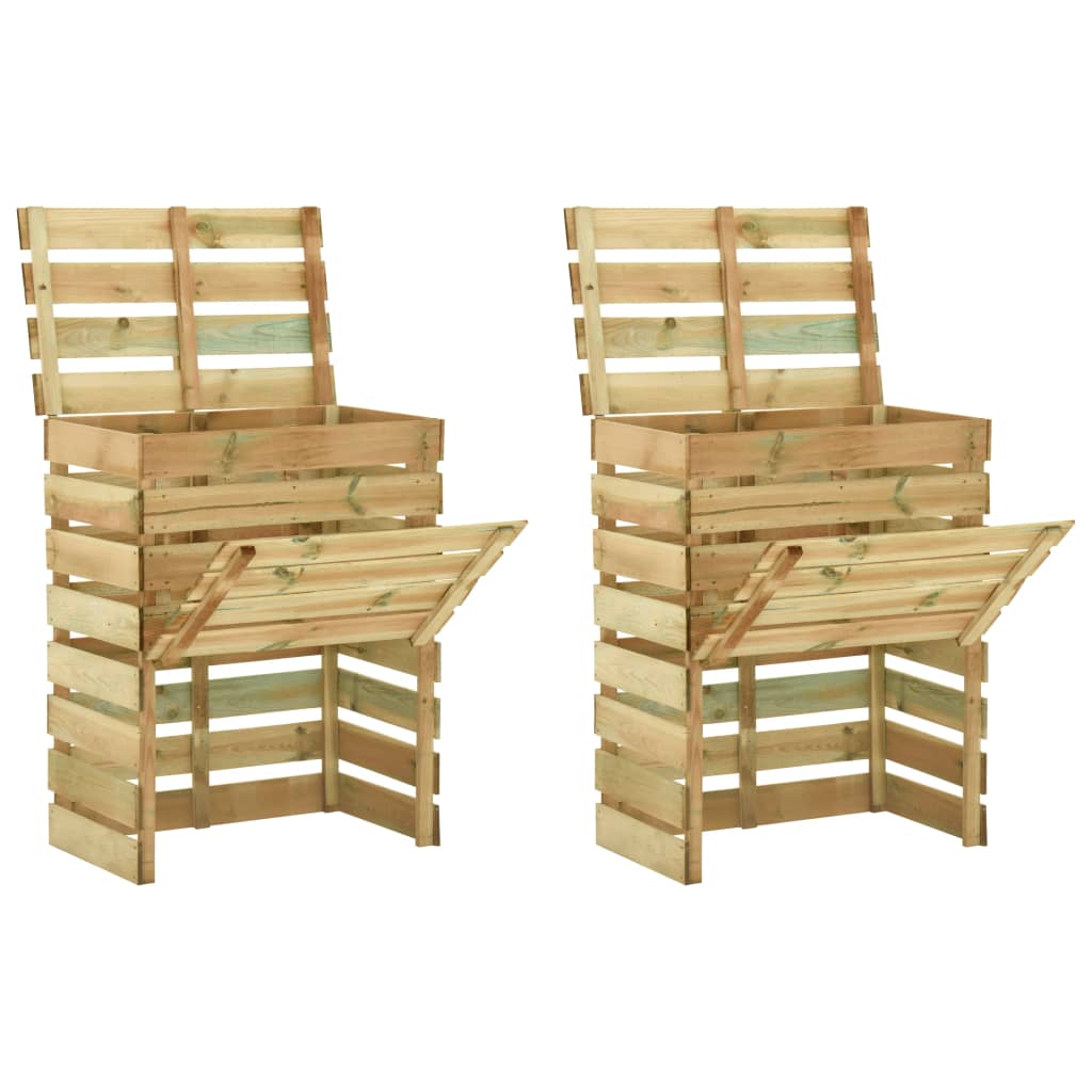 Caixa de compostagem ripada 2 pcs 80x50x100cm pinho impregnado