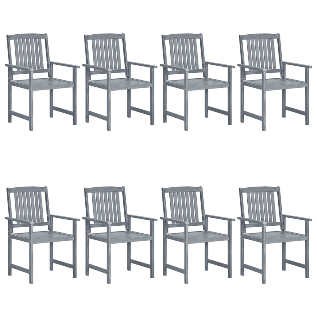 Cadeiras de jardim 8 pcs madeira de acácia maciça cinzento