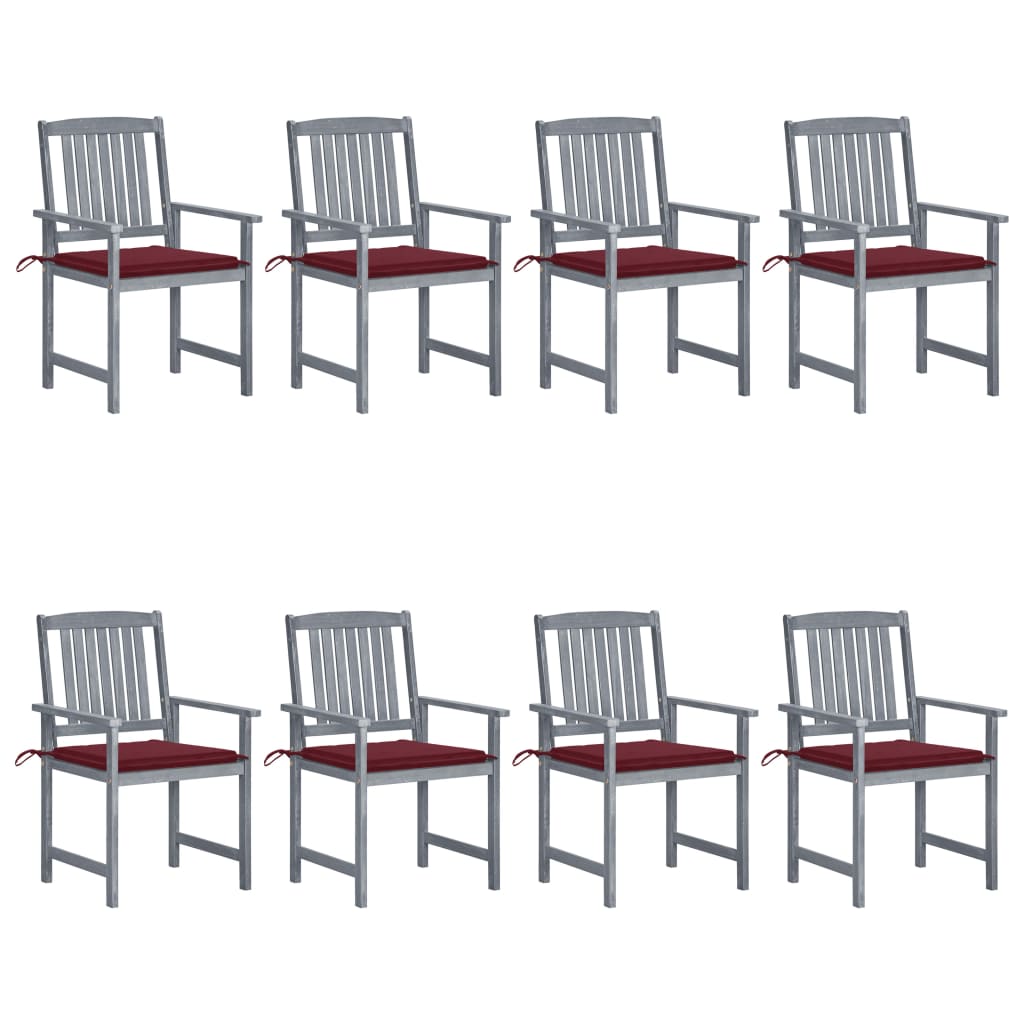 Cadeiras de jardim c/ almofadões 8 pcs acácia maciça cinzento