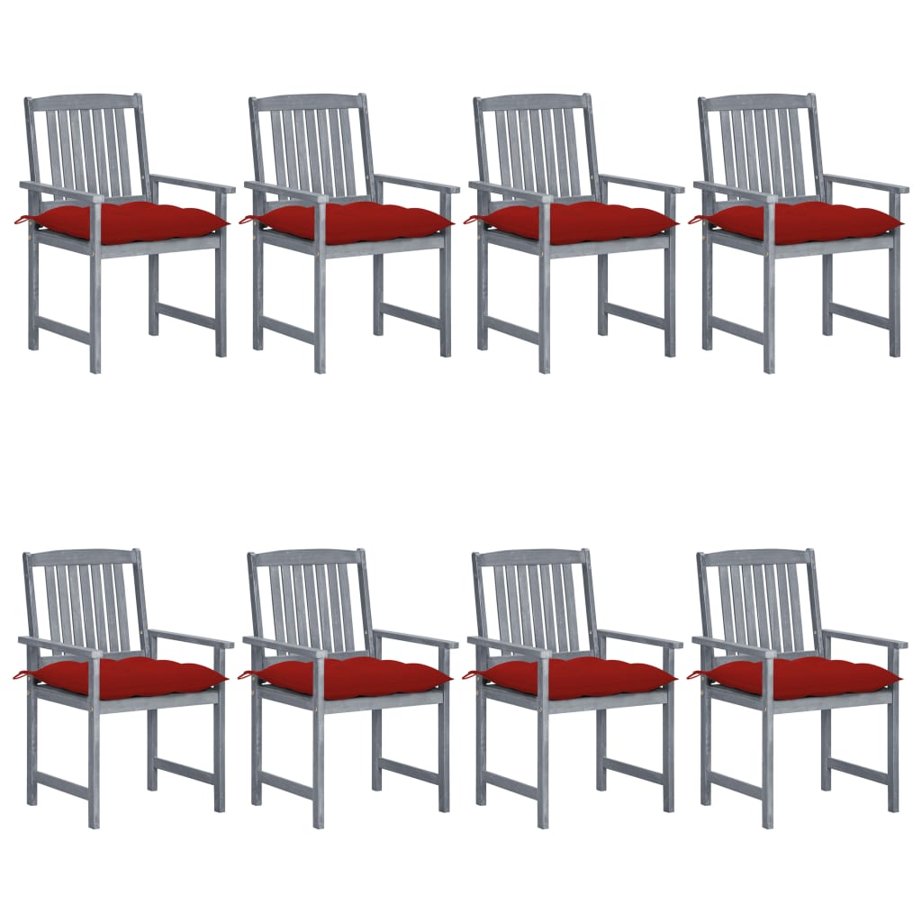 Cadeiras de jardim c/ almofadões 8 pcs acácia maciça cinzento