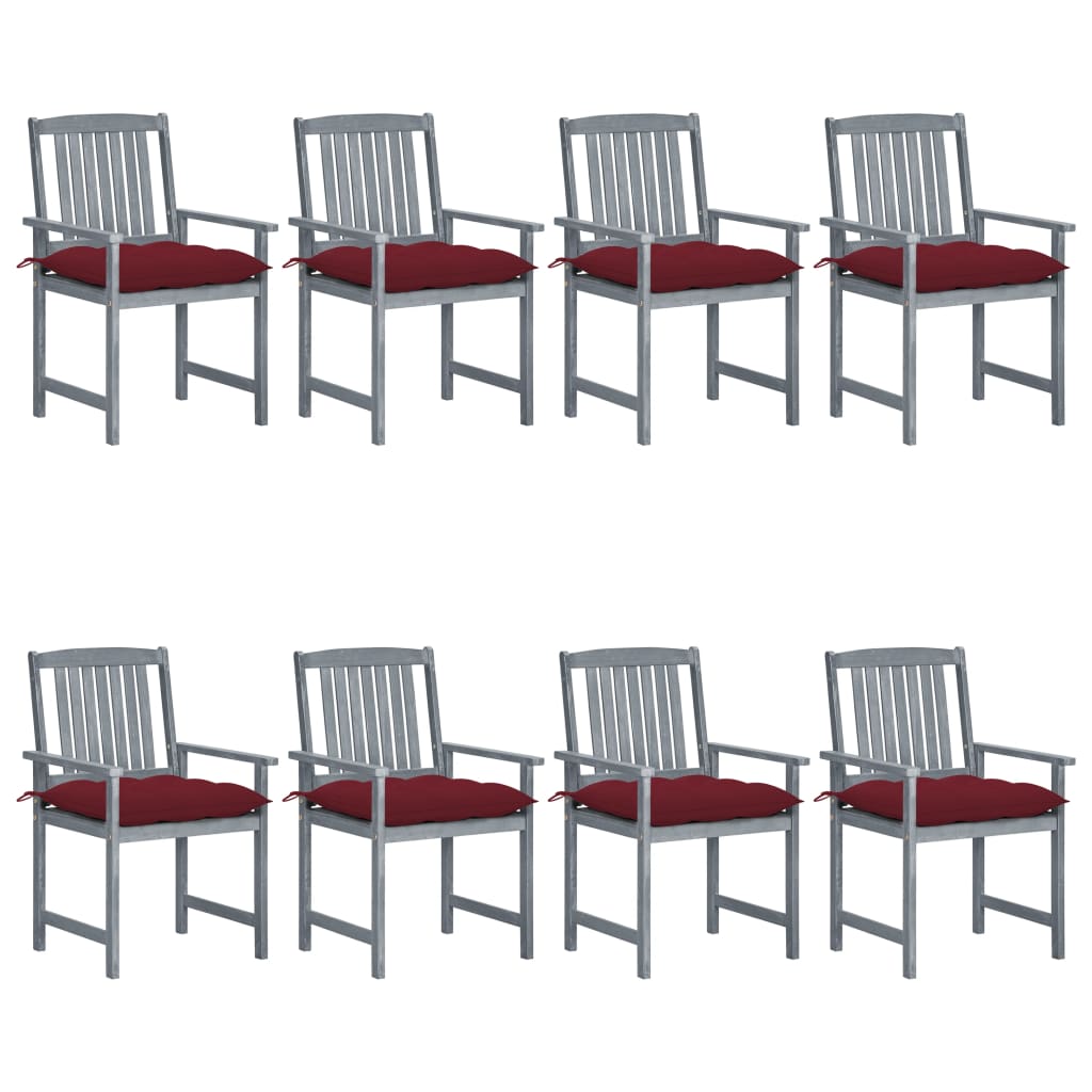 Cadeiras de jardim c/ almofadões 8 pcs acácia maciça cinzento