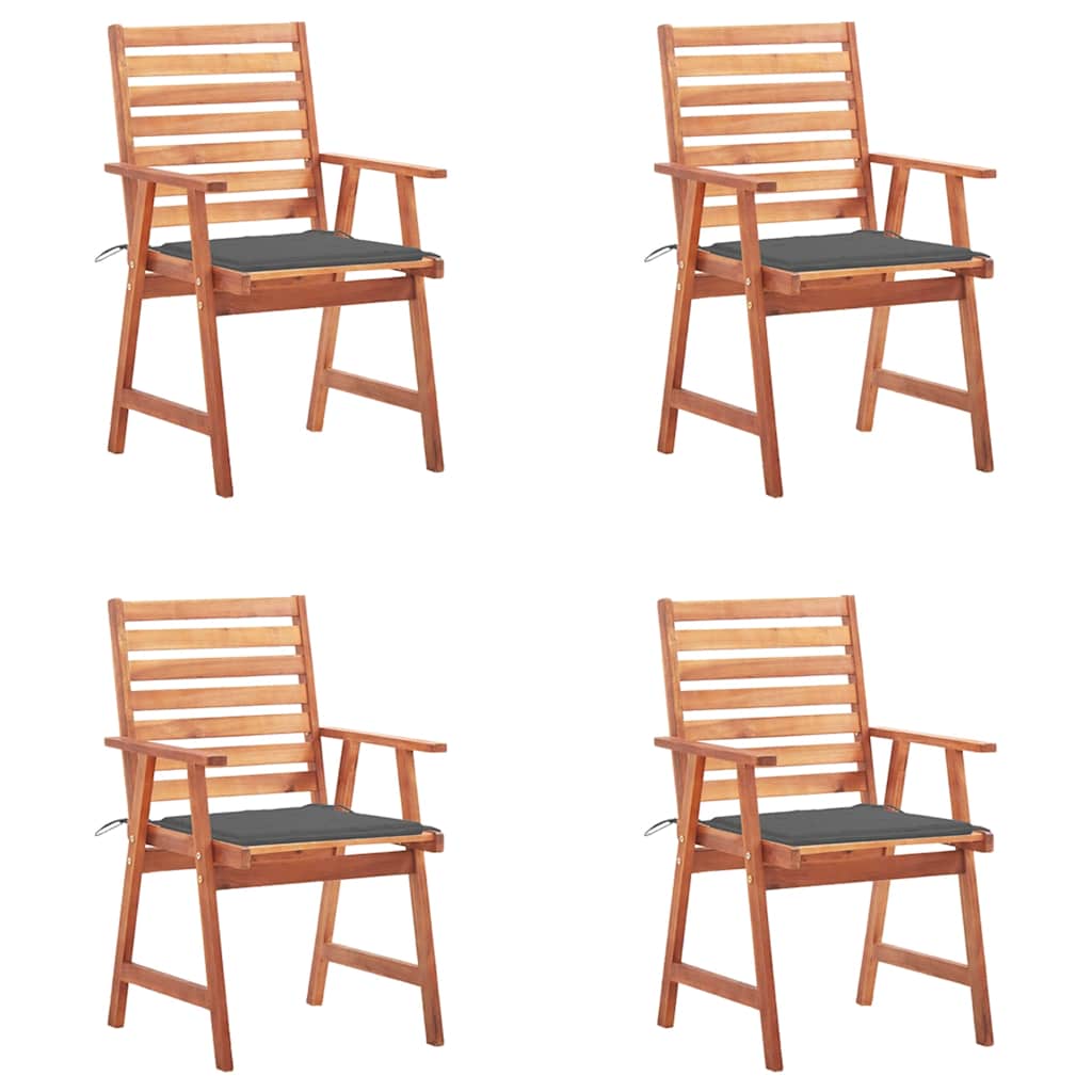 Cadeiras de jantar p/ jardim 4 pcs c/ almofadões acácia maciça
