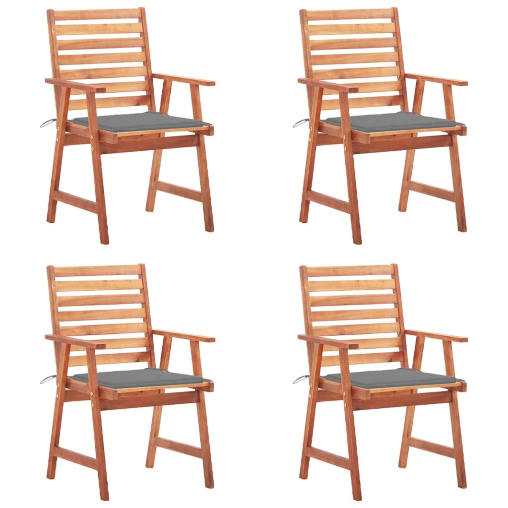 Cadeiras de jantar p/ jardim 4 pcs c/ almofadões acácia maciça