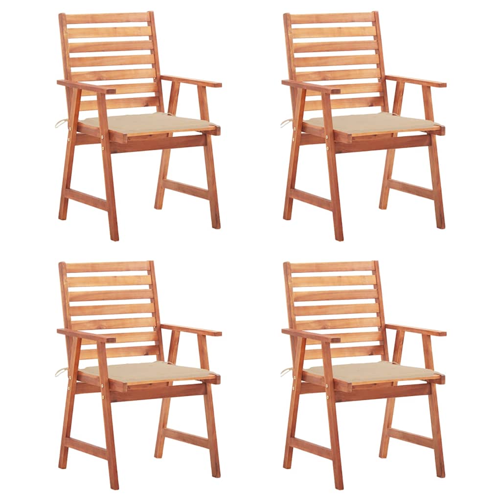 Cadeiras de jantar p/ jardim 4 pcs c/ almofadões acácia maciça