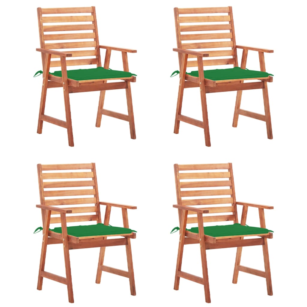 Cadeiras de jantar p/ jardim 4 pcs c/ almofadões acácia maciça