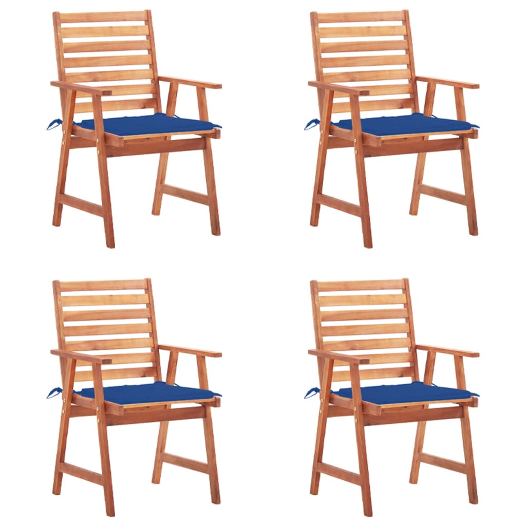 Cadeiras de jantar p/ jardim 4 pcs c/ almofadões acácia maciça
