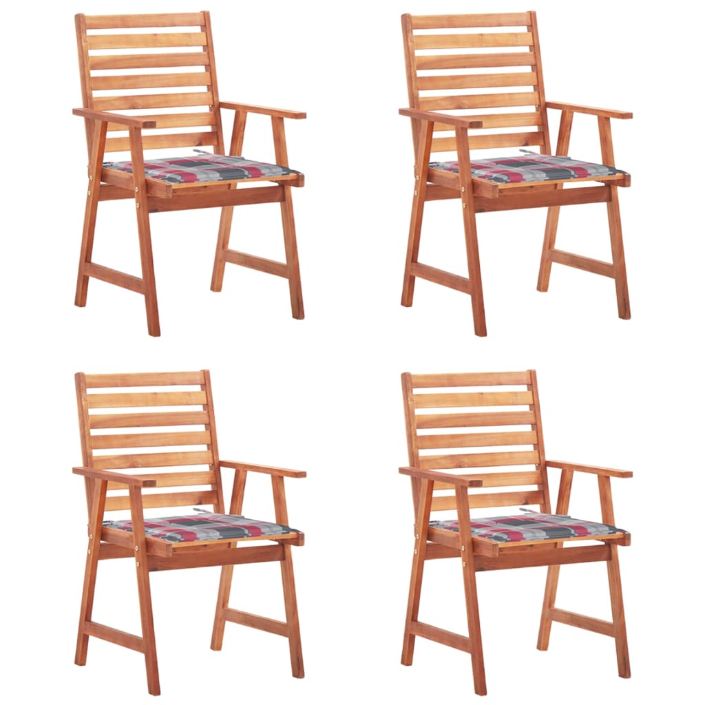 Cadeiras de jantar p/ jardim 4 pcs c/ almofadões acácia maciça