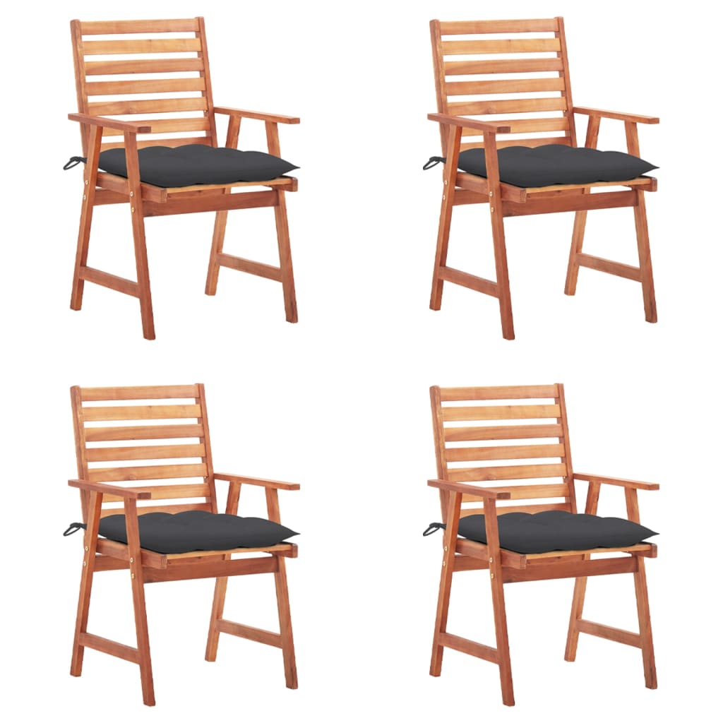 Cadeiras de jantar p/ jardim 4 pcs c/ almofadões acácia maciça