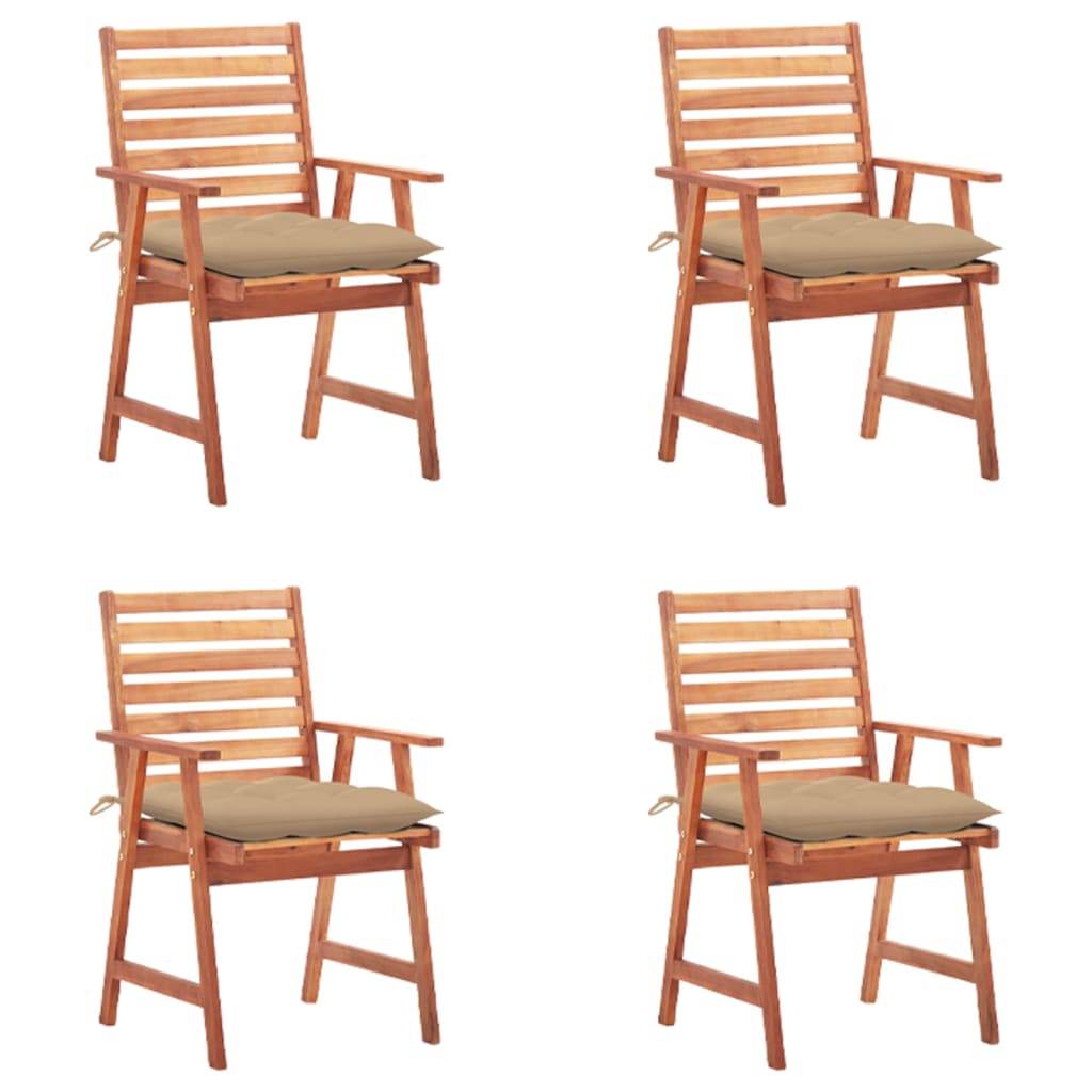Cadeiras de jantar p/ jardim 4 pcs c/ almofadões acácia maciça
