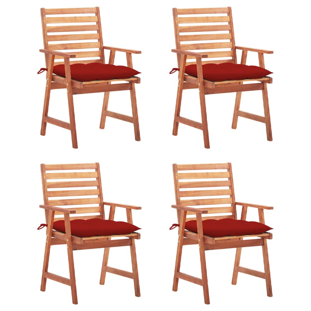 Cadeiras de jantar p/ jardim 4 pcs c/ almofadões acácia maciça