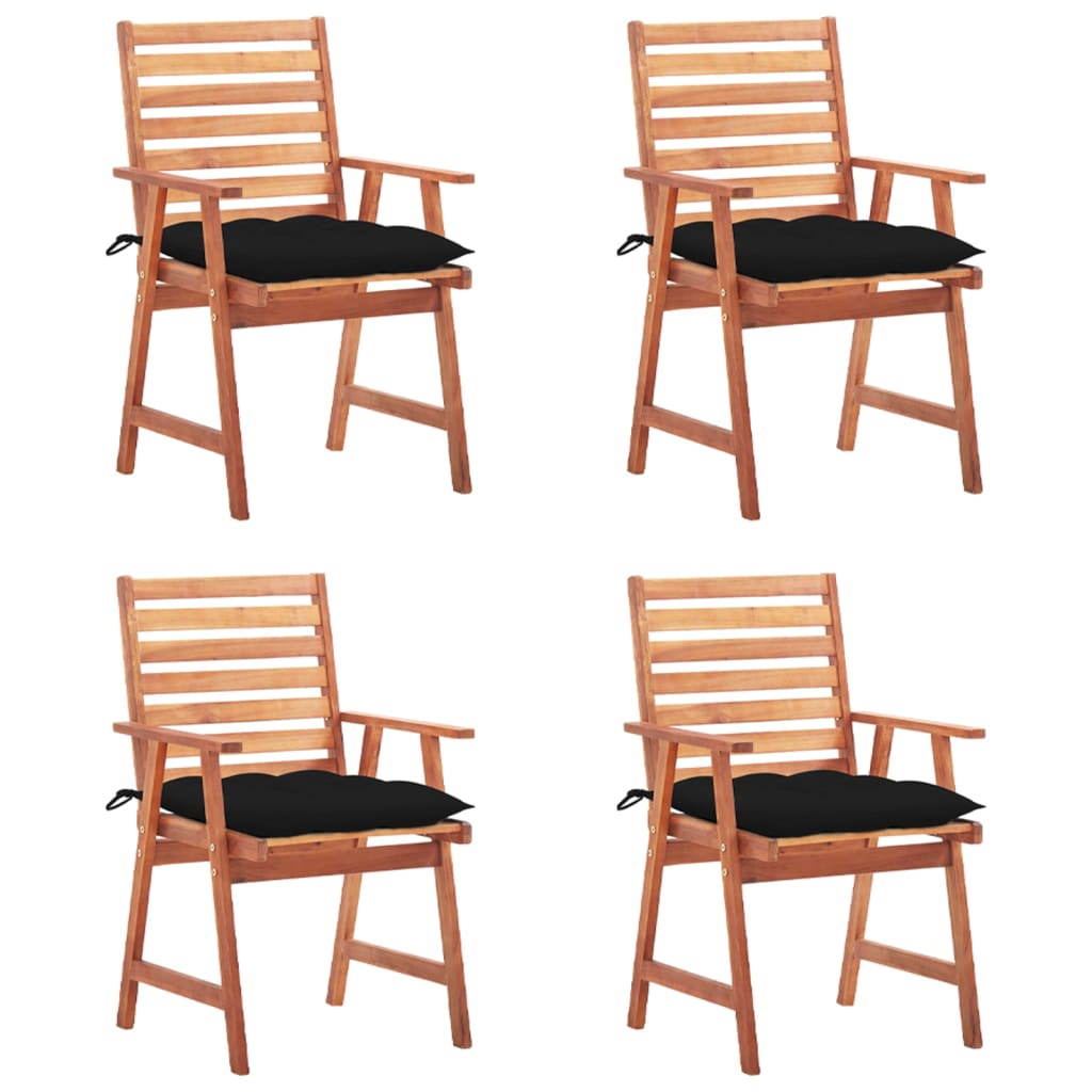 Cadeiras de jantar p/ jardim 4 pcs c/ almofadões acácia maciça