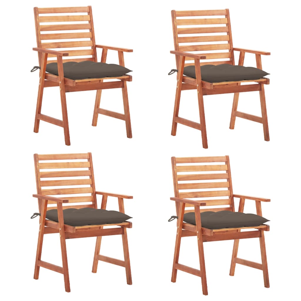 Cadeiras de jantar p/ jardim 4 pcs c/ almofadões acácia maciça