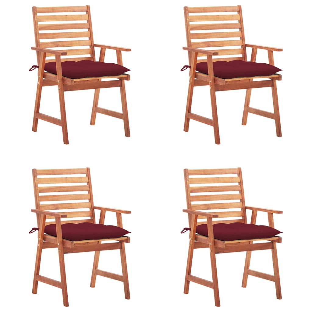 Cadeiras de jantar p/ jardim 4 pcs c/ almofadões acácia maciça