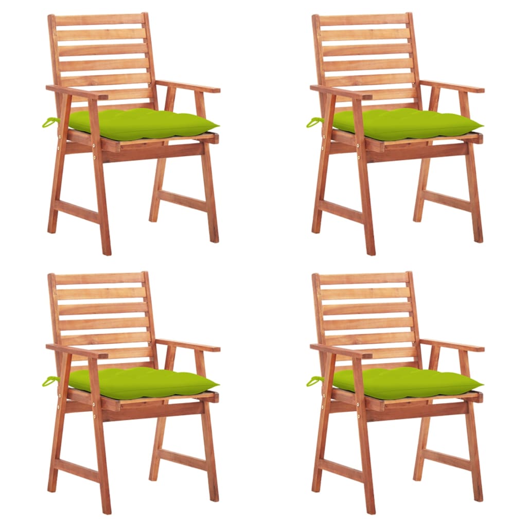 Cadeiras de jantar p/ jardim 4 pcs c/ almofadões acácia maciça