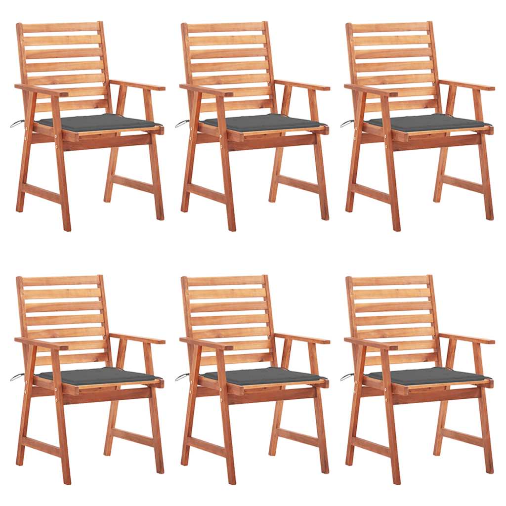 Cadeiras de jantar p/ jardim 6 pcs c/ almofadões acácia maciça