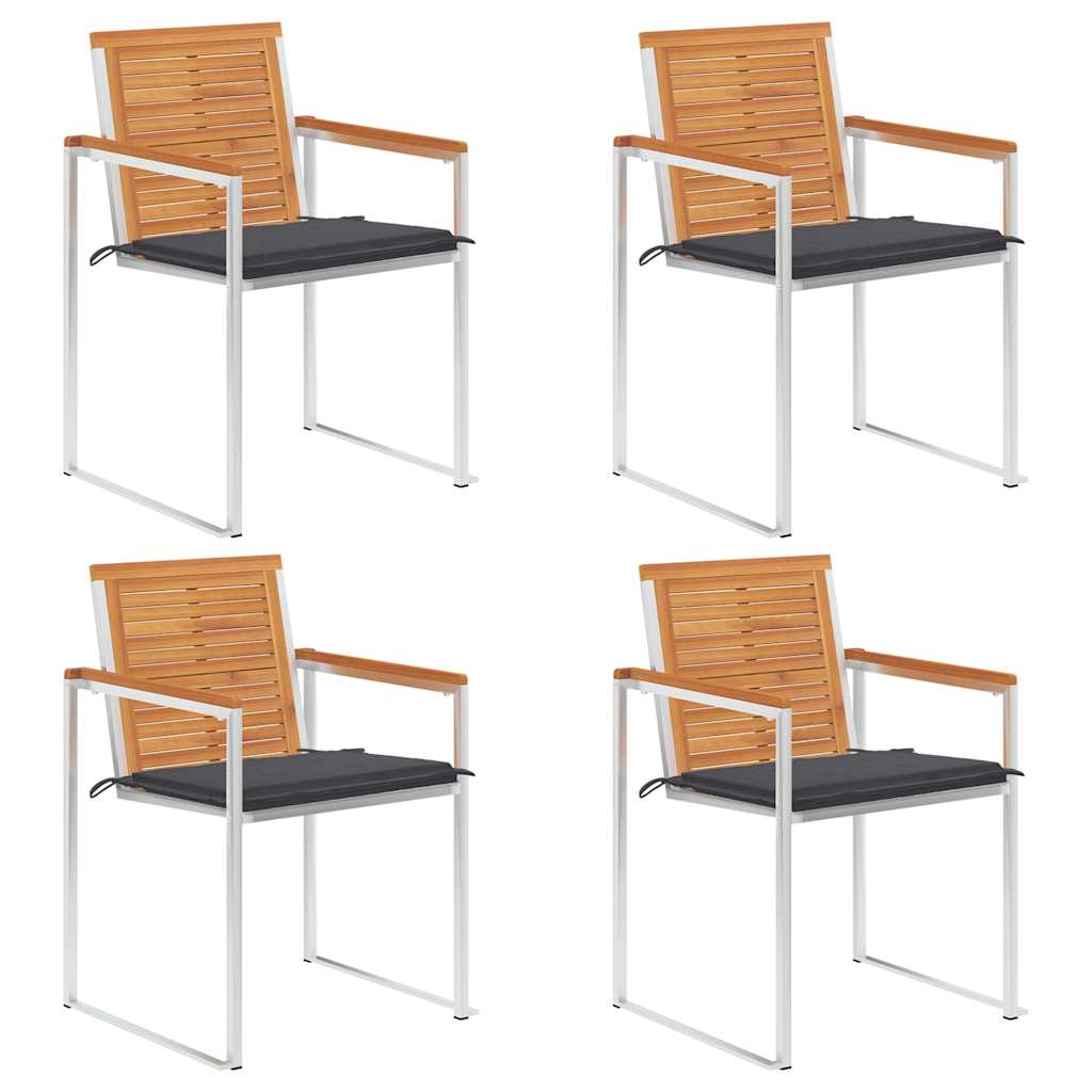 Cadeiras de jardim c/ almofadões 4 pcs madeira de acácia maciça