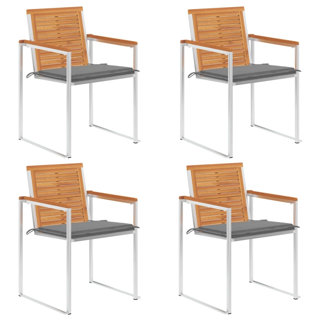 Cadeiras de jardim c/ almofadões 4 pcs madeira de acácia maciça